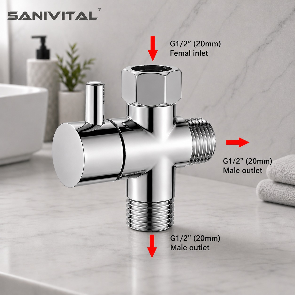 SANIVITAL 3-Way Shower Diverte - огляд і ціна Shower Valve Cartridge