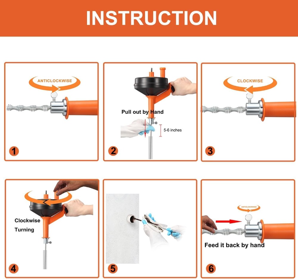 Drain Auger Clog Remover with  - огляд і ціна Drain Snake Flexible