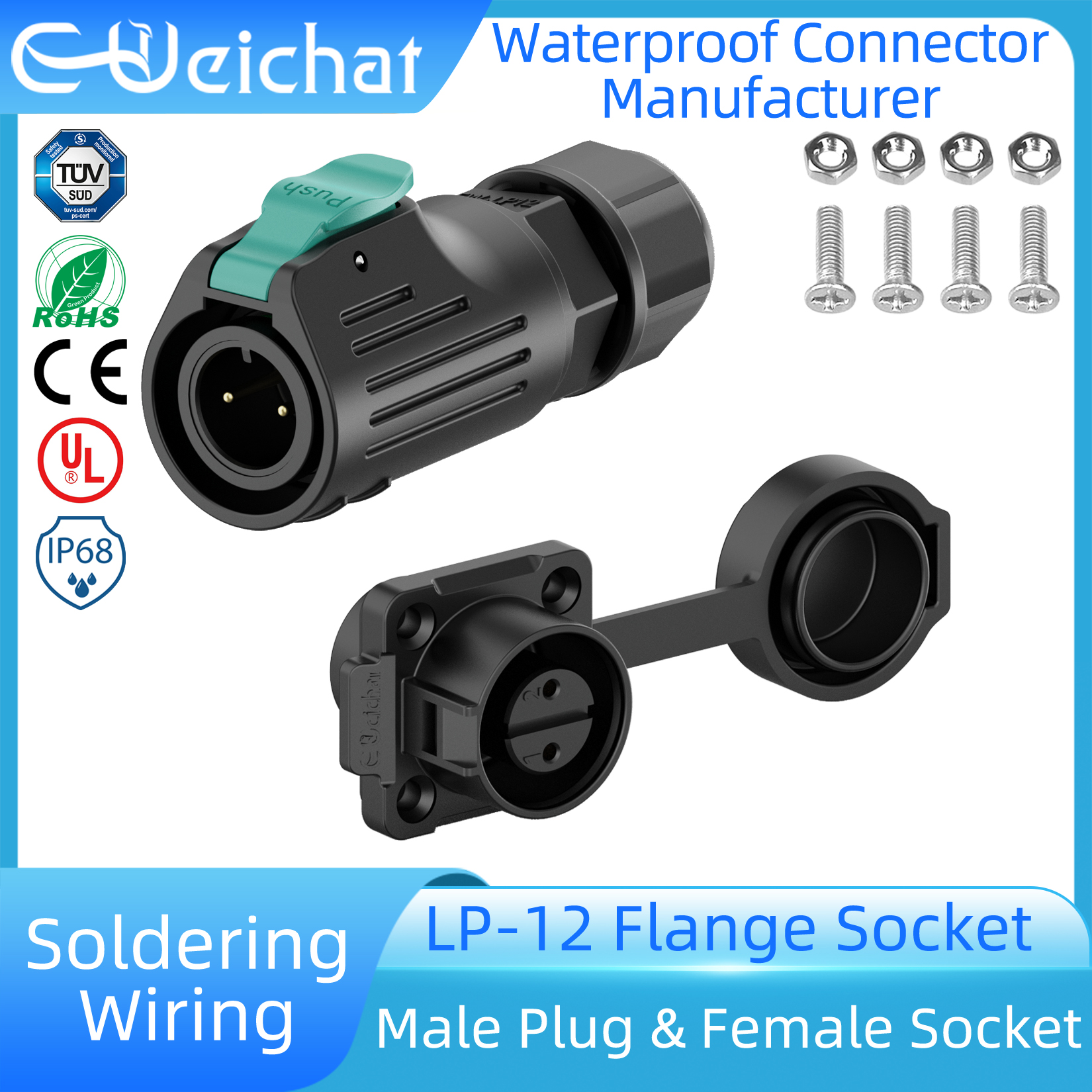 LP12 M12 IP68 Waterproof Outdo - огляд і ціна Push Fit Connector